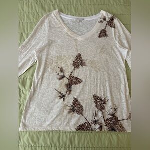 Coldwater Creek Tee w/Seasonal Autumn Print. Sz XL